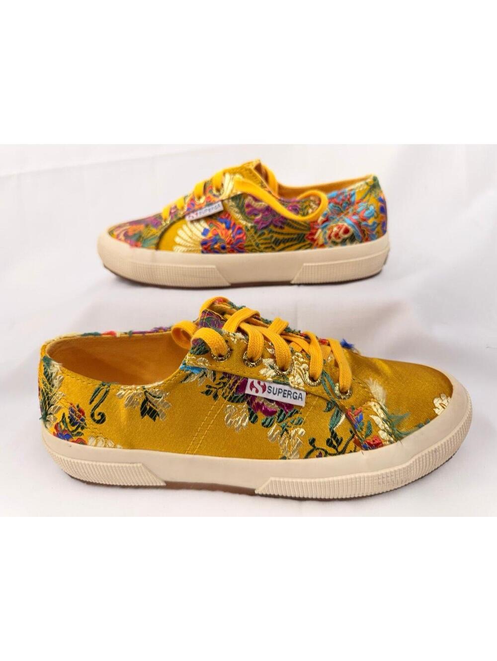 Superga Womens Korelaw Fashion Sneakers 7.5 Floral Mustard